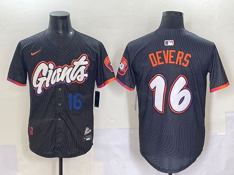 Men 2025 San Francisco Giants #16 Devers Black Joint Name Nike MLB Jersey style 3->san francisco giants->MLB Jersey
